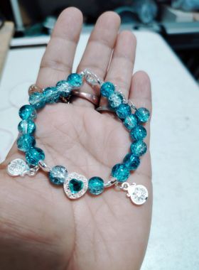 孔雀蓝琉璃爆花串珠古风手链女海洋之星福袋手饰品轻奢高级感礼物