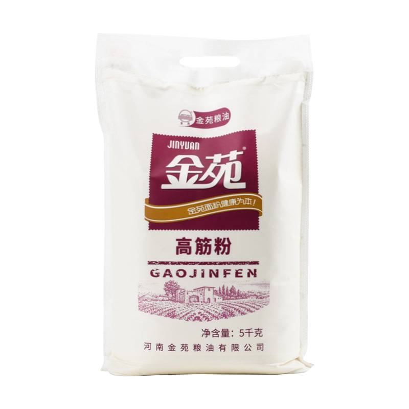 金苑高筋面粉5kg袋装小麦粉麦芯粉拉面饺子面条烙饼面包烘焙用-图0