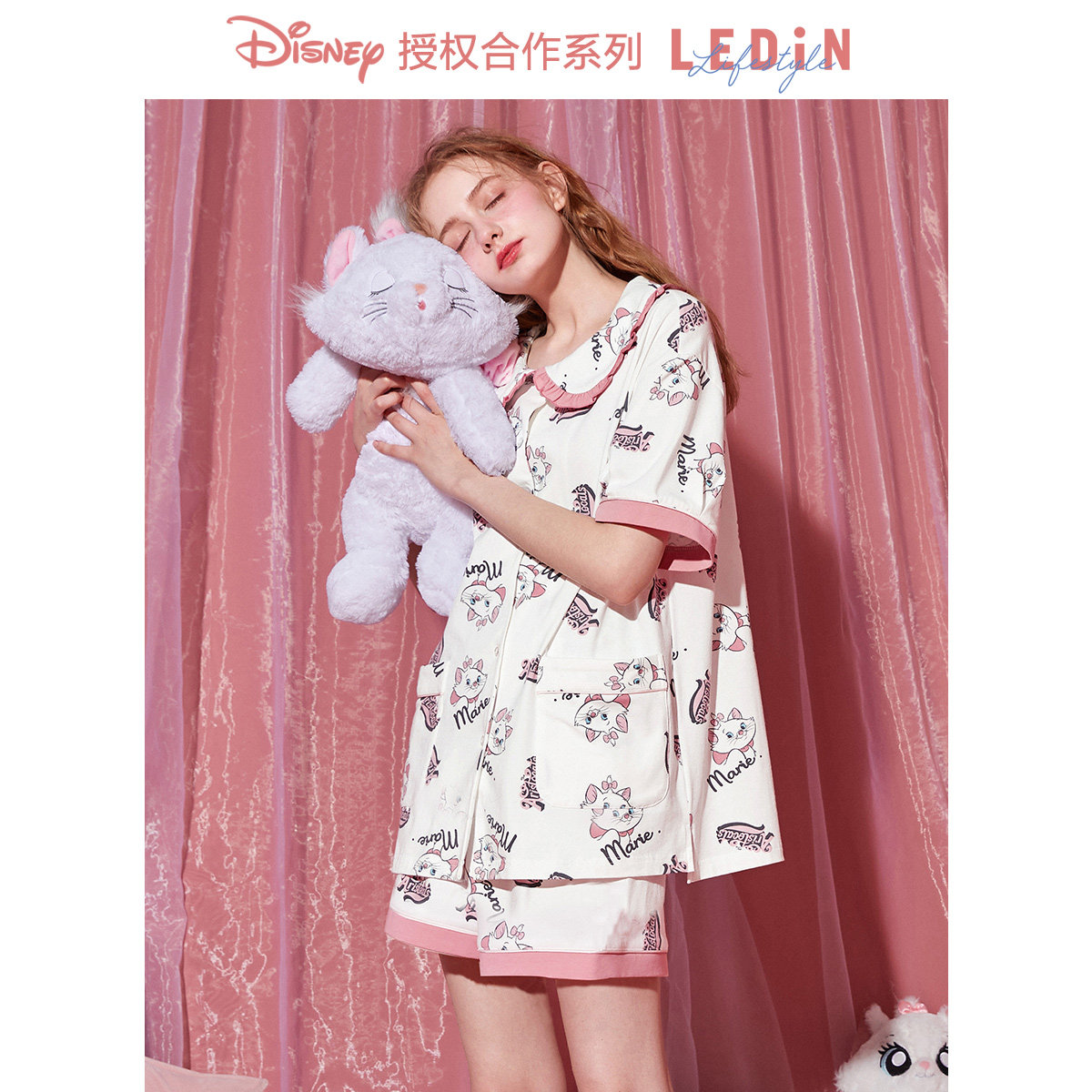 乐町女夏玛丽猫印花家居服套装睡衣 乐町内衣睡衣/家居服套装