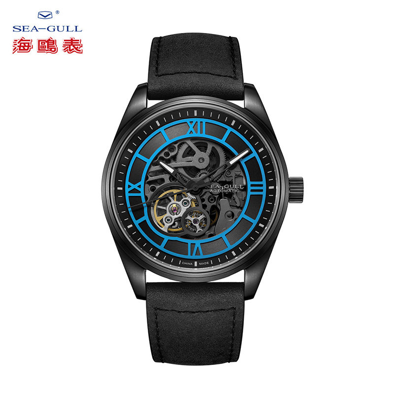 Seagull海鸥手表男士自动镂空机械表皮带赛博朋克金属6103HK