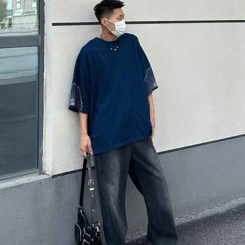 20SS KAPITAL 平田和宏 天竺棉刺绣花纹 男女同款五分袖T恤短袖 - 图2
