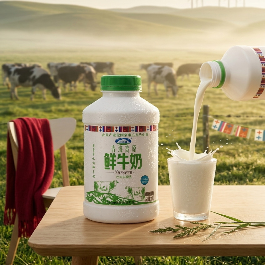 青海湖青海高原鲜牛奶500ml*4瓶巴氏杀菌鲜奶儿童营养低温早餐奶