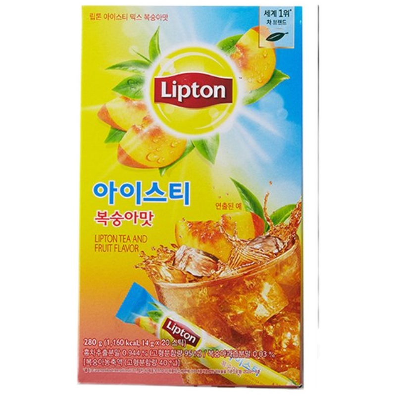 进口红茶LIPTON桃子味冰红茶饮料柠檬味韩国进口零食 果饮料包邮