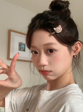 超萌~果冻色猫咪小号发夹鸭嘴夹可爱少女心碎发刘海夹侧边夹发卡