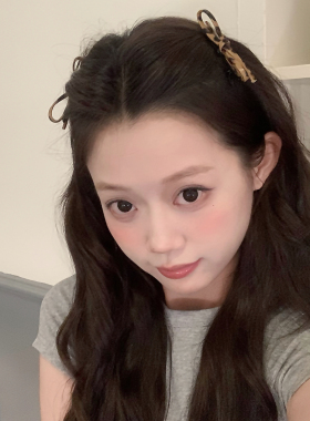小野豹lady！皮质豹纹蝴蝶结发夹鸭嘴夹复古碎发刘海夹侧边夹发卡