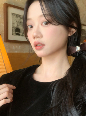 晚宴千金~立体丝绒蝴蝶结抓夹发圈