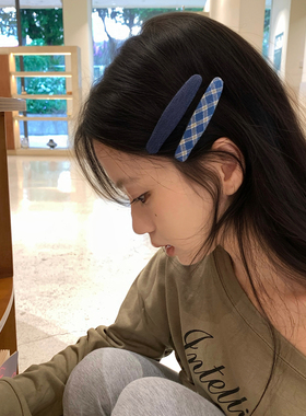 1对装 韩系格纹纯色布艺发夹BB夹复古百搭刘海夹女前额掰掰夹发饰