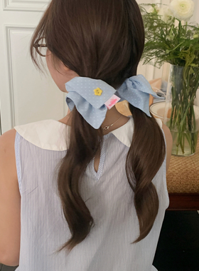奶油少女！mini小号波点方巾发圈头绳甜妹花朵纽扣肠圈发绳发饰