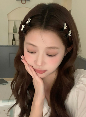 超精致！闪闪水钻蝴蝶结发夹鸭嘴夹甜美少女碎发刘海夹侧边夹发卡