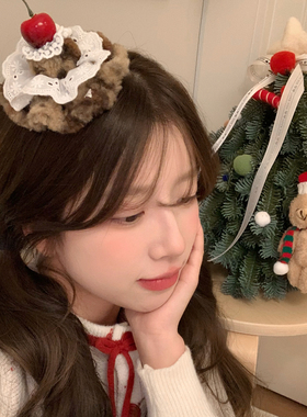 可爱樱桃蛋糕发夹韩系少女刘海夹圣诞新年氛围感拍照发饰发卡头饰