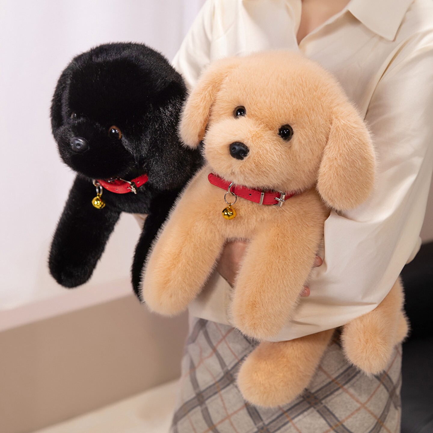 Cute simulated golden retriever plush comfort pillow doll