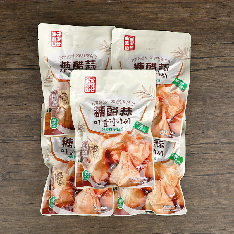 金刚山糖醋蒜腌大蒜头火锅伴侣酸甜蒜头东北腌蒜咸菜下饭菜400g - 图2