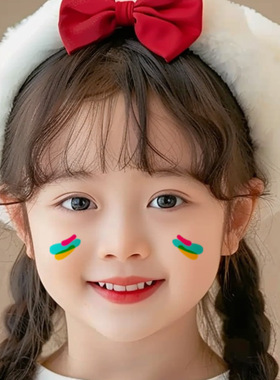 六一儿童节妆容贴彩色纹身贴彩虹表演拍照道具迷彩舞台妆脸部贴纸