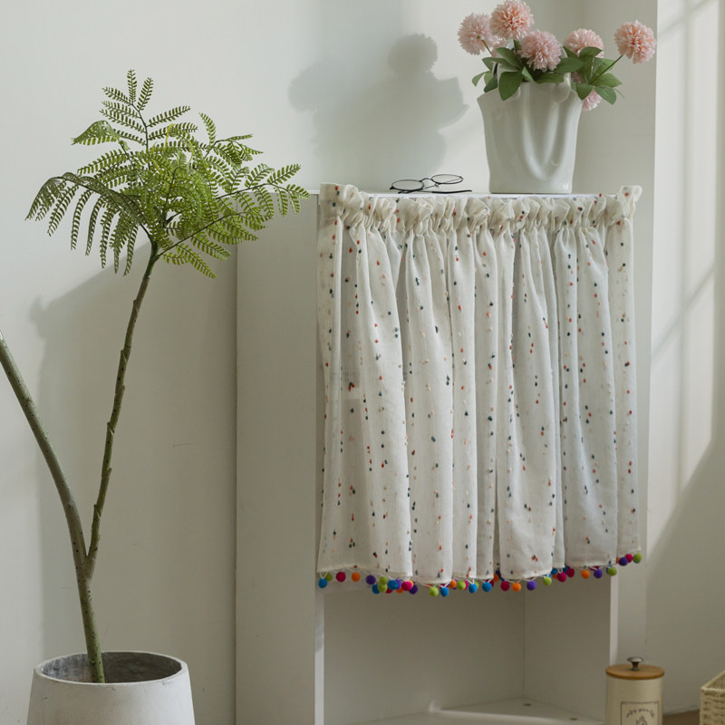 儿童房多巴胺条纹豆豆纱洗衣机帘遮挡帘免打孔粘贴轨遮丑橱柜帘,淘宝优惠券,粉丝福利购,淘宝优惠卷