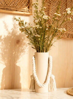 侘寂风陶瓷几何花瓶桌面摆件