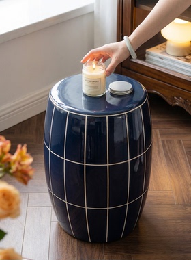 简约现代陶瓷几何圆凳桌面摆件