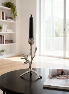复古花鸟铁艺烛台客厅摆件礼物