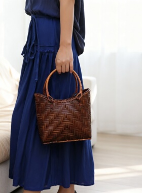 复古手工藤编竹藤工艺手提托特包
