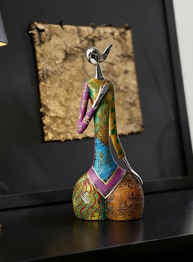 民族风树脂人物雕塑玄关桌面摆件