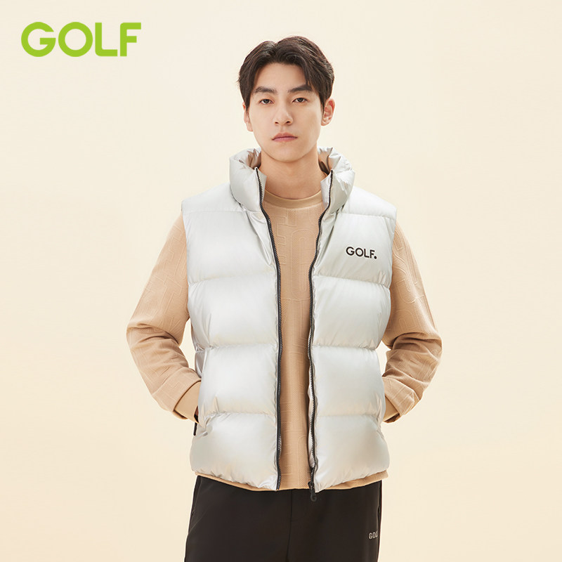GOLF高尔夫秋冬保暖男马甲白鸭绒外穿背心加厚立领短款羽绒马甲男,淘宝优惠券,粉丝福利购,淘宝优惠卷