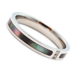 KAiLA黑贝男女对戒 情侣戒指 韩版镶钻潮人冷淡风chic指环