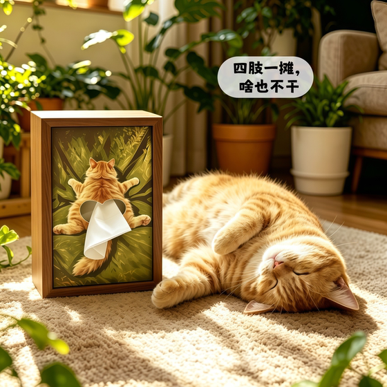 Ballet Creative Funny Cat Wooden Tissue Box