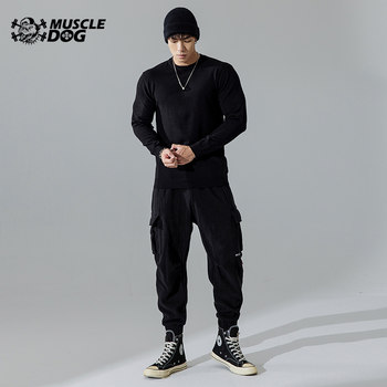 Muscle Dog Trendy Brand New Round Neck Sweater Men's Winter Warm Bottoming Shirt Small Turtle Neck Casual Pullover Sweater