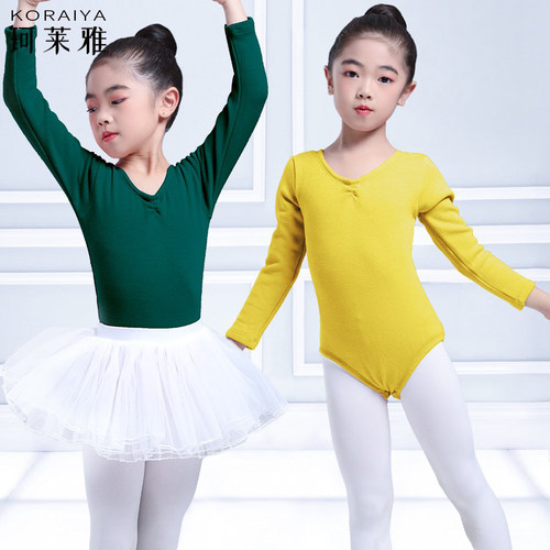 儿童舞蹈服女芭蕾舞练功服连体衣冬季加绒保暖艺考体操表演出服装 - 图3