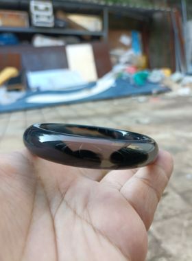 个性神秘纯天然水墨玛瑙手镯中宽加厚水润无烧原石女手环礼42