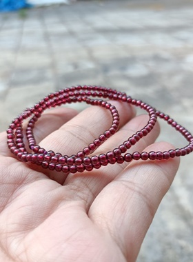 巴西天然紫牙乌石榴石手链圆珠3mm精美原石招桃花运旺财手串153