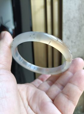 独款纯天然荧光绿色水草俏色细款玛瑙手镯加厚秀美女手环礼267