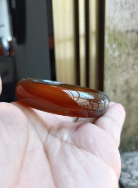 精美纯天然蜜糖俏色玛瑙手镯中宽加厚水润清透无烧原石女手环261