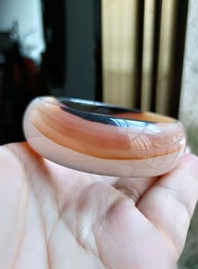 巴西纯天然水墨俏橘色玛瑙手镯加宽加厚一物一拍缠丝女手环礼223