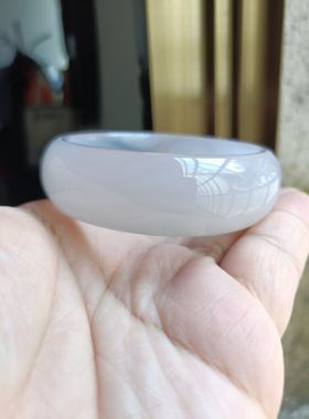 一物一拍巴西纯天然白玛瑙加宽加厚时尚百搭原石女手环礼玉镯260