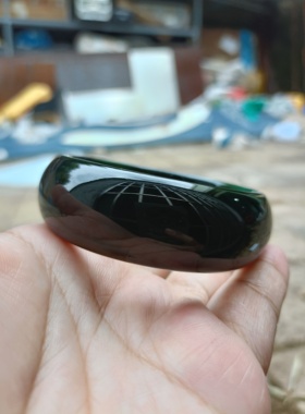 精美天然象形8字纹理墨绿玛瑙手镯加宽加厚原石送妈妈女友礼物243