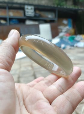 正品巴西天然黄冰糖玛瑙手镯中宽加厚水润圆滑原石无烧女手环239