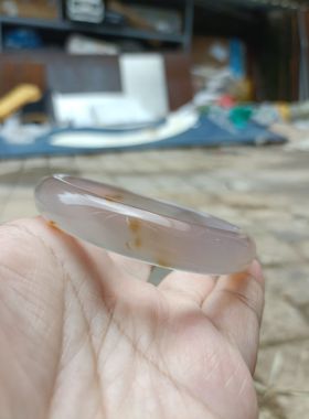 巴西天然橘色飘花玛瑙手镯中宽加厚水润无烧荧光女手环礼特色231