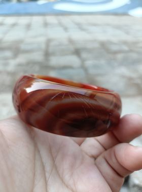 超宽纯天然巴西红玛瑙手镯女款花玉镯时尚百搭送妈妈女友礼305