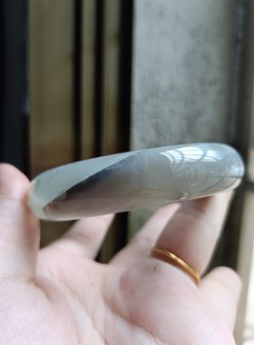 巴西纯天然青色玛瑙手镯中宽加厚特色无烧原石女礼165