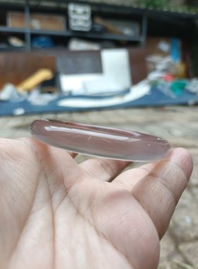 一物一拍天然灰紫玛瑙手镯无烧原石细款加厚水润冰透女手环234