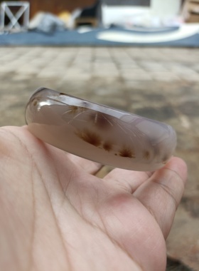 精美巴西天然大棵黑水草玛瑙手镯加宽原石无烧灰紫底女手环礼287