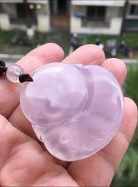 正品保平安纯天然紫色纯手工精雕弥勒佛玛瑙吊坠高档原石女礼物29