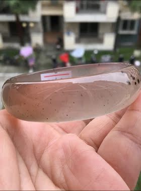 巴西天然原石无烧满天星黑色水草玛瑙手镯加宽加厚冰透水润女礼58