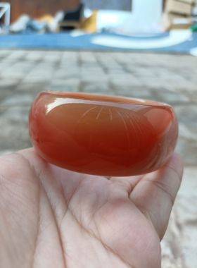 超宽版时尚天然巴西橘红玛瑙手镯俏缠丝玛瑙玉镯女款一物一拍309