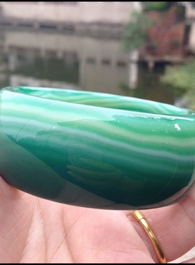 一物一拍超宽巴西天然独特缠丝翠绿俏玛瑙手镯大气手环送证书368