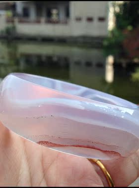 天然象形爱心朱砂紫玛瑙原石手镯