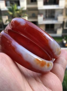 佳石琦缘巴西天然象形俏红玛瑙手镯加厚中宽女原矿对镯玉石女礼33