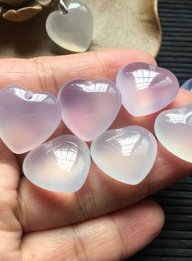 巴西纯天然白冰紫罗兰玛瑙爱心吊坠配纯925银原石锁骨链女宝宝礼4