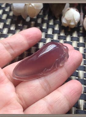 超水润天然原石无烤帝王紫福瓜蝙蝠手工雕刻玉髓吊坠男女同款19