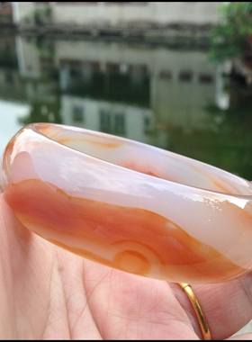 转运红玛瑙缠丝 纯天然俏色鸿运当头玛瑙手镯加宽加厚正品女环19